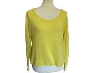 Brodie Fine Cashmere Button Cuff Jumper Sweater - Yellow - Size Small